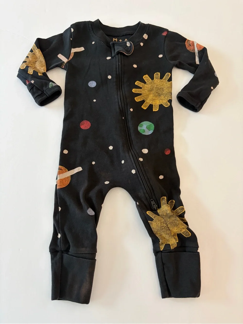 M+A by Monica + Andy Organic Cotton Baby Footie Pajama Space Print 3-6 Months
